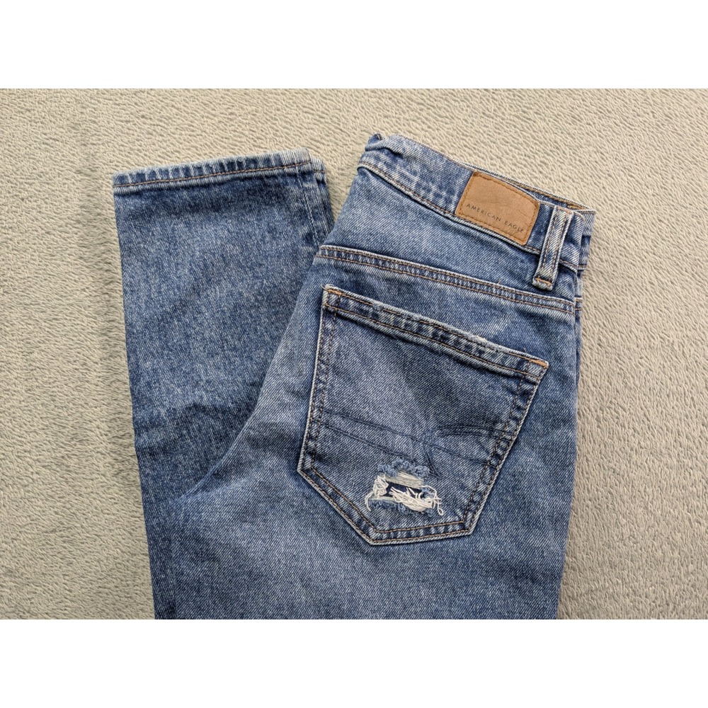 American Eagle 90s Skinny Distressed Jeans Medium Wash Size 0 Regular